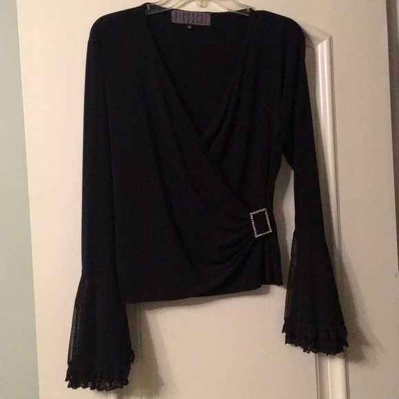 Black evening top with bell sleeves - Picture 1 of 5